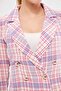 Women's Light Pink Double Breasted Collar Tweed Crop Jacket ARM-24K001014 - 3