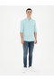 Light Blue Linen Blend Regular Fit Long Sleeve Shirt 50284168 -Vr007 - 4