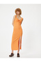 Strappy Pencil Dress Lined Heart Collar Front Tie Detail Slit Bow Detail - 3