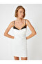 Mini Dress Lace Detail Strap Heart Neck Slim Fit - 2