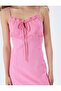 Long Dress Linen Blended Straps Slit Tie Front - 5
