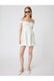 Mini Fisto Dress A-Line Madonna Collar Off-The-Shoulder Lace Detail Buttoned - 3