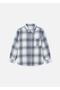 Boy's Plaid Long Sleeve Shirt Blue 4114