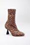 Large Size Women's Heeled Boots Leopard Stretch Flat Heels - 4