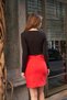 Women's Back Zipper Button Detailed Lightweight Lycra Fabric Above Knee Pencil Skirt-Red - 7