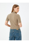 Short Sleeve Stand Collar Knitwear Sweater - 4
