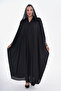 Hijap Black Hooded Jan Jan Stoned Shimmering Fabric Butterfly Model Abaya Ferace Standard 38-44 - 2