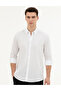 White Linen Blend Regular Fit Long Sleeve Shirt 50284168-Vr013 - 3