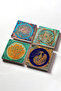 Lotus Flower, Peacock, Flower of Life Stone Coasters Desktop Protective Coasters Set of 4 10x10cm - 2