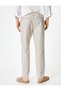 Lace-Up Waist Trousers Chino Regular Waist Pocket Detailed Linen Blend - 4