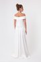 Women's White Boat Neck Satin Evening Dress & Graduation Dress - 5