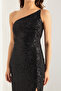 Women's Black One-Shoulder Slit Long Evening Dress - 4