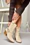 T 296094002   Beige Suede Cowboy Model Thick Soled Women's Boots - 3