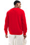 Men's Crew Neck Hooded Winter Loose Sweatshirt Red - 2