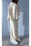 Women's Ribbed Collar, Zippered Cuffs, Side Zippers, Skin-Friendly Knitwear Set for Daily Use - 3