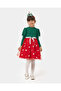Girl's Balloon Sleeve Crowned Tulle New Year Dress Green