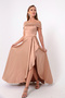 Women's Powder Boat Neck Satin Evening Dress & Graduation Dress - 2