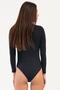 Women's Double Stone Embroidered Shaded Thin Soft Fabric Turtleneck Black Thermal Snap Fastener Bady C5T5N - 3