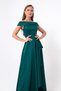 Women's Petrol Boat Neck Satin Evening Dress & Graduation Dress - 2