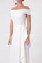 Women's White Boat Neck Satin Evening Dress & Graduation Dress - 4