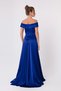 Women's Cobalt Blue Boat Neck Satin Evening Dress & Graduation Dress - 5