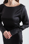 Women's Black Backless Midi Satin Evening Dress - 4