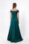 Women's Petrol Boat Neck Satin Evening Dress & Graduation Dress - 5