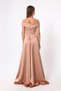 Women's Powder Boat Neck Satin Evening Dress & Graduation Dress - 5