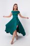 Women's Emerald Green Boat Neck Satin Evening Dress & Graduation Dress