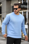 Men's Crew Neck Regular Fit Basic Sweatshirt Blue