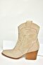 T 296112002   Beige Suede Thick Heeled Women's Boots - 7