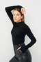 Women's Black Bitter Brown White 3-Piece Finger Detailed Bodysuit - 2