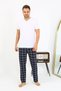 Moda Çizgi Men's Plaid Pattern Combed Cotton Single Bottom Pajamas 27540 Navy Blue - 2