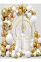 100 Pieces White Gold Confetti Balloon Chain Set - Engagement, Circumcision and Birthday Concept