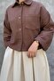Oversize Short Women's Crop Jacket Look Shirt Brown Cashmere - 2