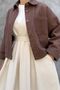 Oversize Short Women's Crop Jacket Look Shirt Brown Cashmere