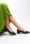 Ycnirth Women's Pointed Toe Short Heeled Shoes 001251863   Black Suede - 5