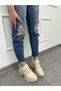 Beige (Dore) Women's Hidden Heel Lace-up Sneakers - 2