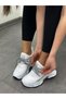 White Knitwear (Odette) Women's Hidden Heeled Lace-up Sneakers - 4