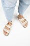 Irene Women's Genuine Leather Double Buckle Beige Slippers - 7