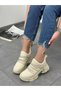 Beige (Dore) Women's Hidden Heel Lace-up Sneakers - 4