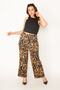 Women's Plus Size Leo Half Lined Elastic Waist Trousers 65n32715