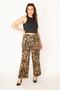Women's Plus Size Leo Half Lined Elastic Waist Trousers 65n32715 - 6