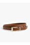 Metal Buckle Detail Faux Leather Belt