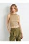 Corded Crop Tank Top Shiny Printed Crew Neck - 3