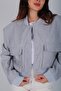 Women's Gray Padded Short Bomber Jacket - 4