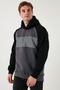 Cotton Regular Fit Color Blocked Hooded Sweat Men's Sweat 5905771 - 4