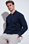 Cotton Regular Fit Half Zip Polo Collar Sweat Men's Sweat 5905789 - 2