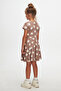 Girl's Print Sleepy Bunny Short Sleeve Dress - 4