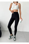 Women's Black Winter Raised Diving Fabric Gathering High Waist Leggings - 3